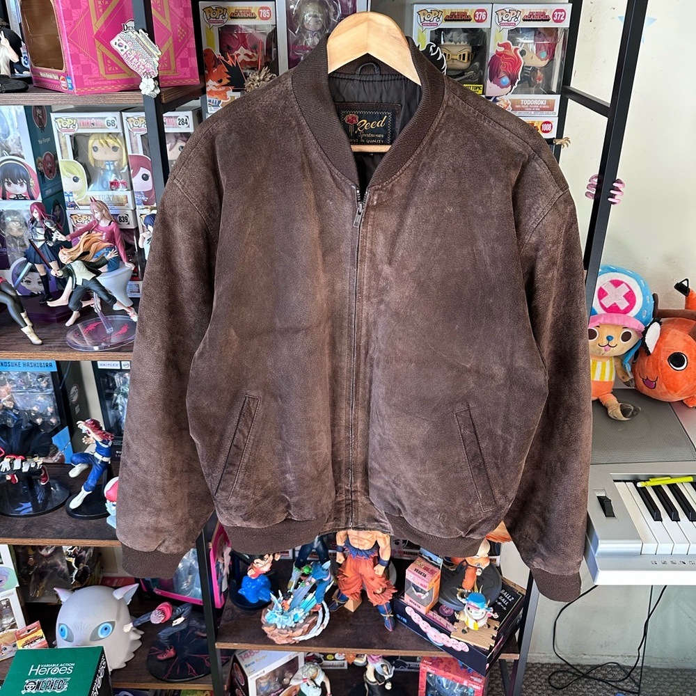 Vintage Reed Suede Bomber Jacket Dark Brown Men’s Medium